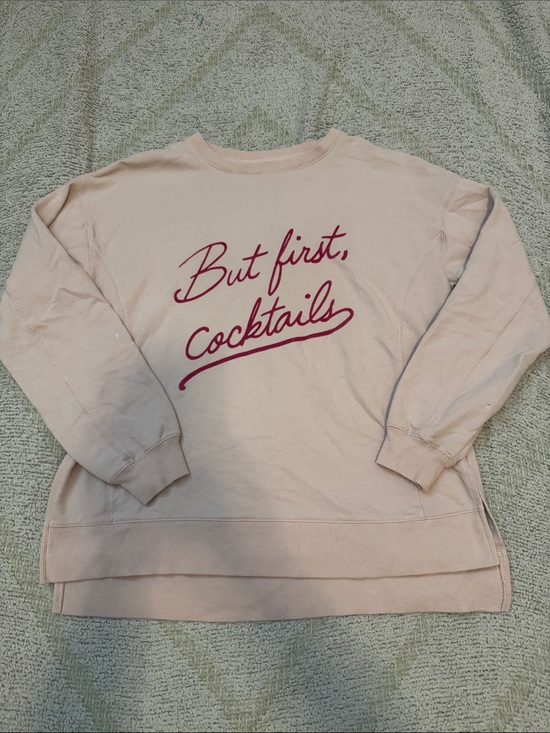 Wildfox Tops - Wildfox But First, Cocktails Graphic Sweatshirt Pink Pullover Size Small